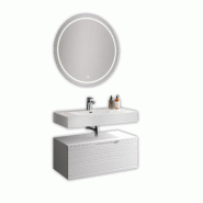 AQA Design Composition de salle de bain en MDF 3 pièces SOLMIRA blanc L.100 P.45 H.190 MPSO55-L1-O1 - blanc Bois manufacturé MPSO55-L1-O1