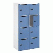 Casier de bureau Lockers 8 cases - Corps blanc, portes bleu argile - H 170,9 cm Casier de bureau Lockers 8 cases - Corps blanc, portes bleu argile - H 170,9 cm