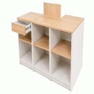Comptoir caisse blanc 1 poste en L + dosseret avec tablette PMR  (LIVRÉ MONTÉ) - blanc Bois manufacturé 961