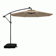 COSTWAY Parasol sur mât avec sacs, Ø300cm, 40 LED solaires et manivelle, jardin, UV, marron. - marron métal ZB35318OR