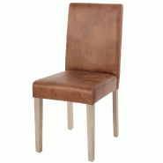 Décoshop26 - Chaise de salle à manger cuisine imitation daim marron vieilli style vintage pieds en bois clair 04_0002327 - 3000273732698