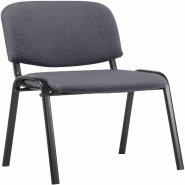 Décoshop26 - Chaise visiteur empilable zone d'attente en tissu gris piètement à 4 pieds en métal noir 10_0008591 - 3000266737174