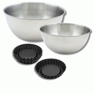 Ensemble avec 1 Lot de 6 moules à tartelettes, 1 spatule Zenker et 2 bols à mixer en inox Fackelmann - noir métal 3176239936438
