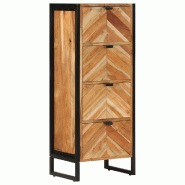 Helloshop26 - Armoire de salle de bain bois massif rangement 40 x 30 x 100 cm finition naturelle style moderne en acacia naturel 02_0047566 - métal 3