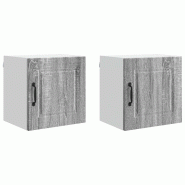 Helloshop26 - Lot de 2 armoires murales de cuisine moderne rangement 40 x 31 x 40 cm en bois d'ingénierie gris sonoma 02_0054234 - gris Bois massif 3