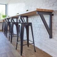 Mottez Support mural pour table snack, plan de travail, établi… - noir acier 2783