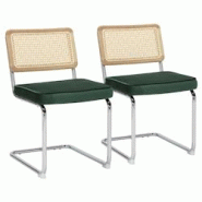 Oviala Business Lot de 2 chaises en acier et velours rose - rose textile 112171 Oviala Business Lot de 2 chaises en acier et velours rose - rose textile 112171