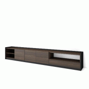 SKRAUT HOME Meuble TV, Banc Télé, 310x50x37 cm, Pour les TV jusqu'à 80", Meubles de salon, Chêne foncé et Noir - marron Bois manufacturé 688_17