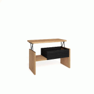 SKRAUT HOME Table Basse Relevable, 110x50x45 cm, Meubles de Salon, Chêne et noir - beige Bois manufacturé 508_1