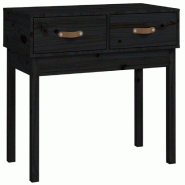 Table console Noir 76,5x40x75 cm Bois massif de pin Modèle Jardin Élégance Prime - 821753