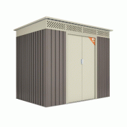 Wasabi - Abri de Jardin Métal 3,02m2 Coffee –  Porte coulissante double - Toit plat - Grilles de ventilation - Cabane extérieur - Cabanon - gris m