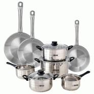WellHome - Batterie de Cuisine avec Set de 3 Poêles en Acier Inoxydable ø20/24/28cm, Compatibles Induction et SANS Revêtement Antiadhésif - inox P