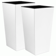 WellHome - Lot de 2 cache-pots 26,6 L coloris blanc - blanc plastique PK5203