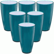 WellHome - Lot de 6 verres en plastique bleus - bleu inox PK5216_0