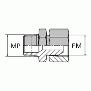 Adaptateur droit mâle NPT x femelle tournant DIN - Cône 60° - 3/8' , 17.05 , 18X150