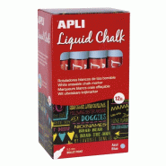 Apli Boîte de 12 marqueurs à craie liquide, pointe ronde 5,5 mm, bleu - 8410782169000