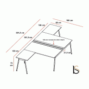 Bureau bench 2 personnes X3 - Officity - Anthracite, Chêne blanchi, 180 x 381,5 cm_1