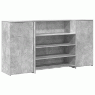 Bureau de réception gris béton 200x50x103,5cm bois d'ingénierie Modèle Atlas Infinite Design - 8721158629524