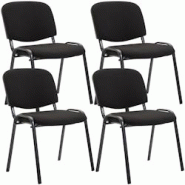CLP Lot de 4 chaises visiteur Ken en tissu Noir - noir textile 313008 CLP Lot de 4 chaises visiteur Ken en tissu Noir - noir textile 313008