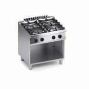 Cuisinière gaz 4 feux, structure inox, brûleurs fonte, thermocouple sécurité, plan embouti, 80x70x85 cm, Made in Italy X7CUGS10VV - 4725