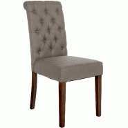Décoshop26 - Chaise de salle à manger x1 dossier capitonné en tissu taupe pieds en bois marron 10_0002052 - marron 3000250811873 Décoshop26 - Chaise de salle à manger x1 dossier capitonné en tissu taupe pieds en bois marron 10_0002052 - marron 3000250811873