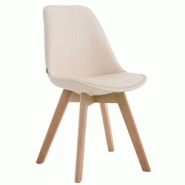 Décoshop26 - Chaise de salle à manger x1 style scandinave en PVC crème support 4 pieds en bois couleur clair 10_0003743 - 3000251743746 Décoshop26 - Chaise de salle à manger x1 style scandinave en PVC crème support 4 pieds en bois couleur clair 10_0003743 - 3000251743746
