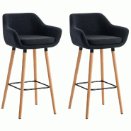 Décoshop26 - Lot de 2 tabourets de bar design et confortable en tissu noir avec accoudoirs et repose-pieds 10_0000271 - noir 3000862169607