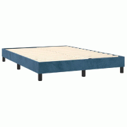Décoshop26 - Sommier à lattes sur pieds cadre de lit 140x200 cm tissu velours bleu foncé TDL0207310 - bleu 3001183688006