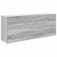 Helloshop26 - Armoire murale de salle de bain multifonctionnelle design épuré 100 x 25 x 40 cm en bois gris 02_0051298 - gris Bois massif 3000236843