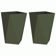 Helloshop26 - Lot de 2 jardinières extérieures modernes 50 x 50 x 75 cm avec base intégrée en acier vert olive 02_0053041 - vert acier 3000237725605