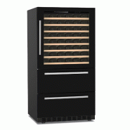 KLIMAITALIA Réfrigérateur combiné à 2 températures avec pte inox. Des étagères et tiroirs en bois. Éclairage LED. Thermo num. Mod. DW190BLACK - 3953