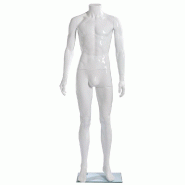Mannequin homme modulable blanc brillant sans tête - jambes droites - polypropylène - 184cm