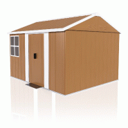Merax Abri de jardin métal 7.2 m², 300 x 240 x 194 cm, fenêtre, porte coulissante, ventilation et toit à deux pentes, marron - marron métal W1198