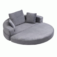 Merax Canapé et lit modulaires 2 en 1 – Salon rond, canapé-lit pliant multifonctionnel désossé avec 3 oreillers, velours côtelé, gris clair - Merax Canapé et lit modulaires 2 en 1 – Salon rond, canapé-lit pliant multifonctionnel désossé avec 3 oreillers, velours côtelé, gris clair -