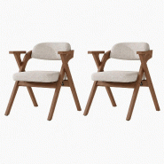 Merax lot de 2 chaises de salle à manger pliantes, bois massif avec revêtement et accoudoirs en lin, 64,5 x 66,5 x 76 cm, beige + noyer - multicolor