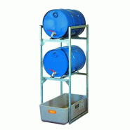 Rayonnage avec rétention 65 l - stockage de 2 fûts de 60 l horizontaux - acier galvanisé