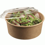 Saladier Ecokraft carton laminé naturel 750ml + couvercle PET - par 250