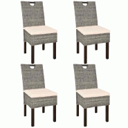 VidaXL Chaises à manger lot de 4 rotin Kubu bois de manguier Modèle Orion Classique - 274362xl