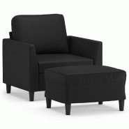 VidaXL Fauteuil avec repose-pied Noir 60 cm Similicuir Modèle Orion Nova - 3201117
