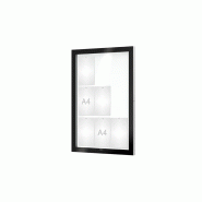 Vitrine EDGE ép. 54 mm - 9 A4 - Ht 1100 x 740 mm, Sans bandeau-titre