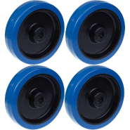 Roue de 200mm 8" en caoutchouc bleu avec centre en nylon, capacité de 1600kg, set de 4 Roue de 200mm 8" en caoutchouc bleu avec centre en nylon, capacité de 1600kg, set de 4