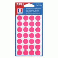 Apli Lot de 5 Etui de 168 pastilles adhésives roses, diam. 15 mm (6 feuilles / cdt) - 3270241118483