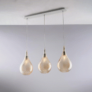 Bonetti Illumina Pluvia Rail en fer avec verre pyrex ambré 3 lumières L.75x10 BL264-BIN3-AM - beige 8050713217655