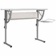 Bureau d'artisanat blanc et gris 110x53x(58-87) cm Modèle Orion Nord - Bois manufacturé 340928