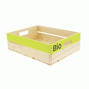 Cagette bois rectangle pm + logo bio - Cagette bois rectangle pm + logo bio -