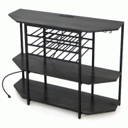 Helloshop26 - Casier à vin 120 x 40 x 92 cm rangement pour 21 bouteilles et 8 verres style industriel en bois d'ingénierie gris 20_0019239 - gris Bo