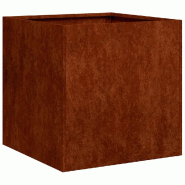 Helloshop26 - Jardinière carrée fond ouvert jardin terrasse 40 x 40 x 40 cm design moderne en acier rouillé 02_0051456 - vert inox 3000236921893