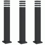 Helloshop26 - Lampadaires d'extérieur avec sortie 3 pcs 80 cm aluminium noir 02_0042571 - noir aluminium 3000218194642