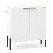 Helloshop26 - Lot de 2 buffets à 2 portes 70 x 37 x 78 cm avec rangement idéal et design moderne en bois d'ingénierie blanc 20_0017095 - 3000231680238