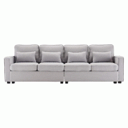 Merax Canapé 4 places en tissu lin avec poches pour accoudoirs et 4 coussins, canapé de style simple, adapté pour le salon, la maison, le bureau, g